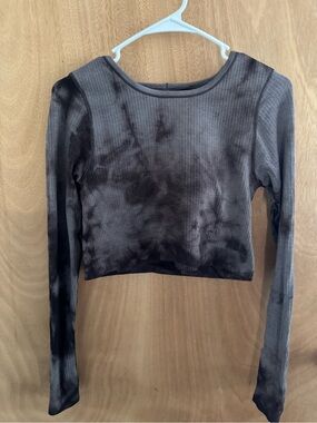Lululemon Ebb To street Marbled brown Long Sleeve Cropped Workout Top